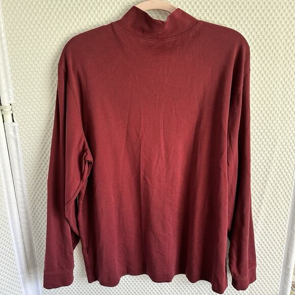 L.L.Bean T-Shirt Unisex Long Sleeve Tunic Pullover Mock Neck 100% Cotton Large - Picture 5 of 5
